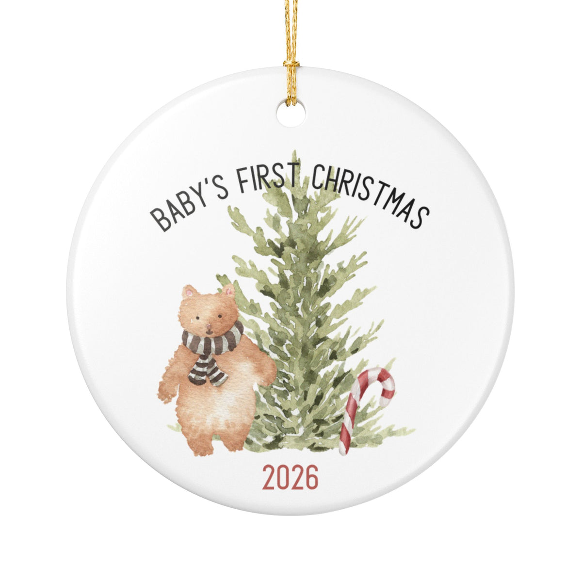 Baby's First Christmas Watercolor Bear