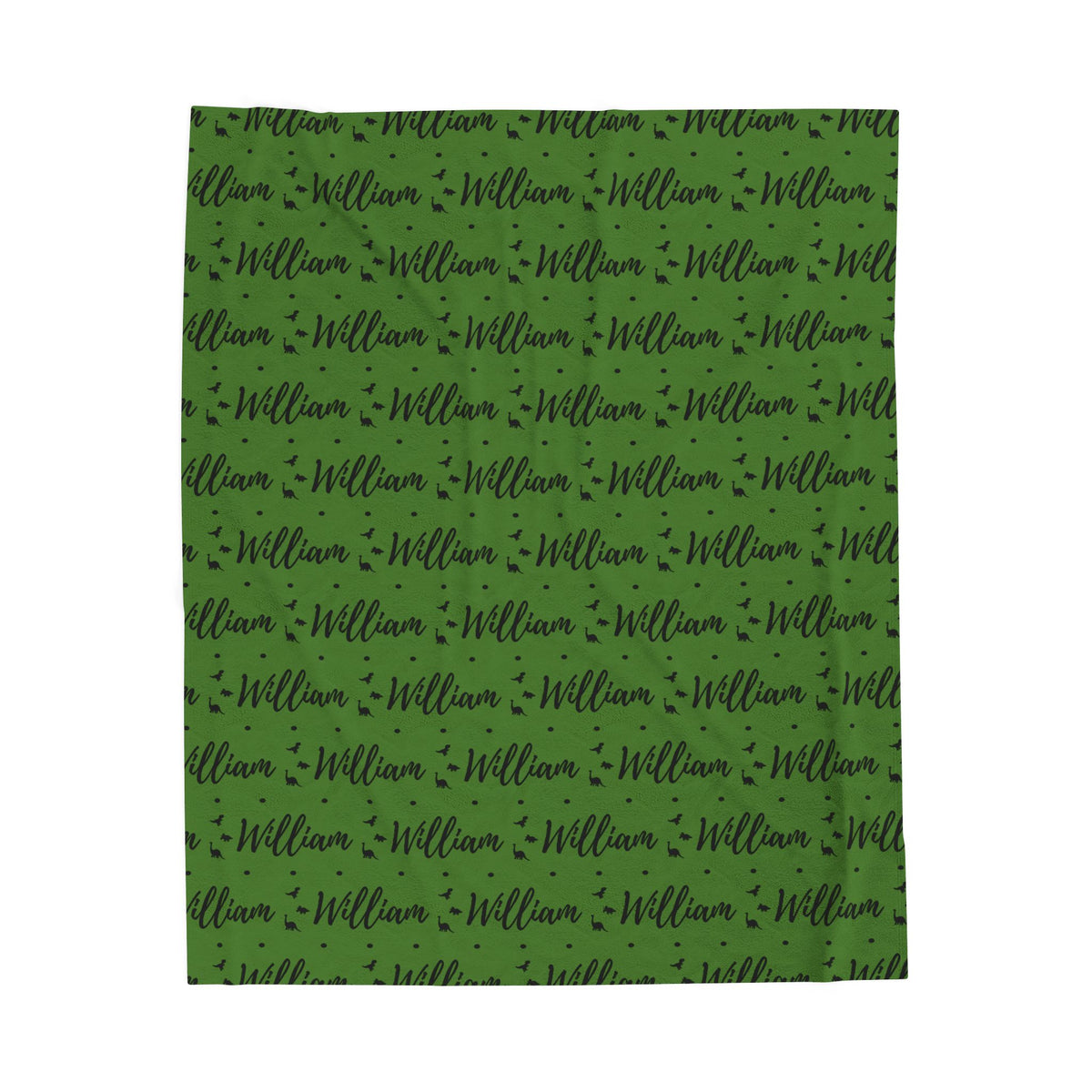 Green Dinosaur Personalized Name Velveteen Plush Blanket