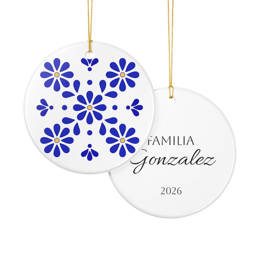 Personalized Mexican Talavera Style4 - Ceramic Double Sided Ornament