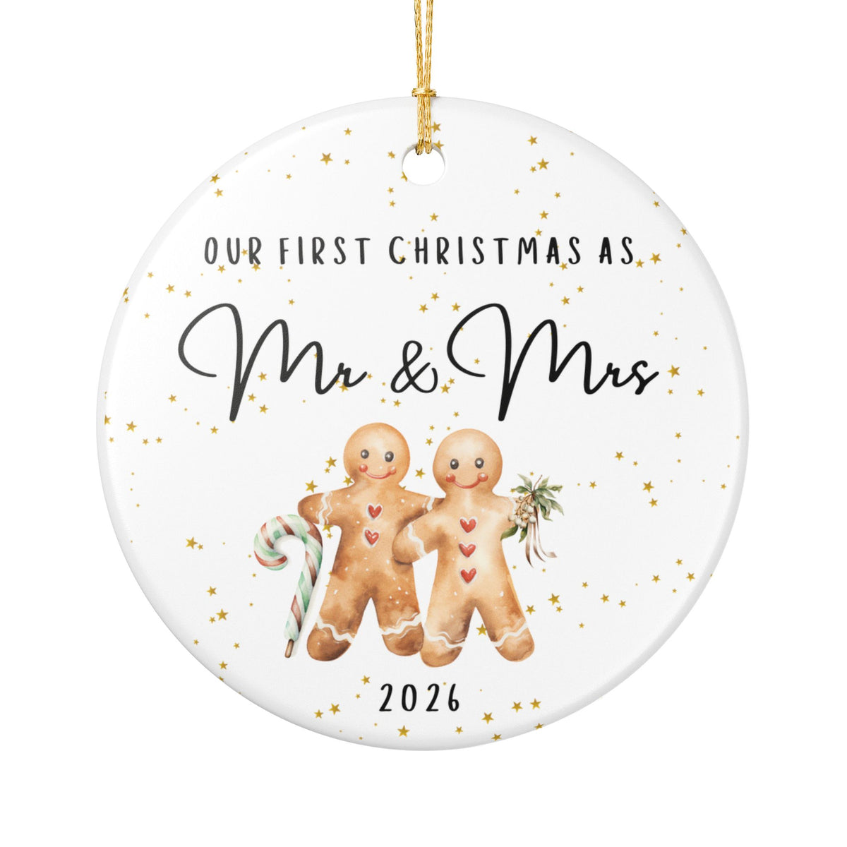 First Christmas As Mr & Mrs Gingerbread Watercolor Ornament