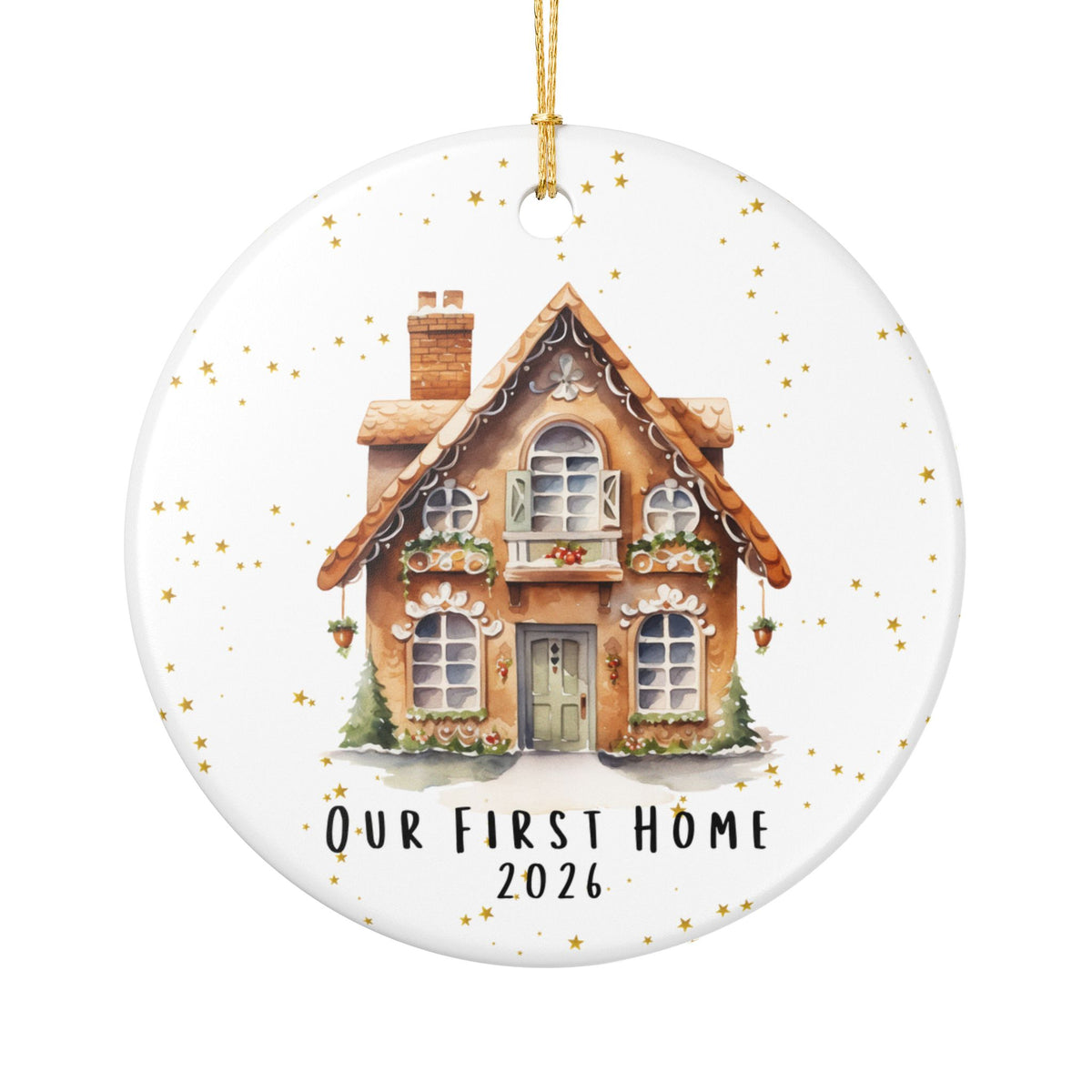 Our First Home Ornament, Watercolor Gingerbread House 1