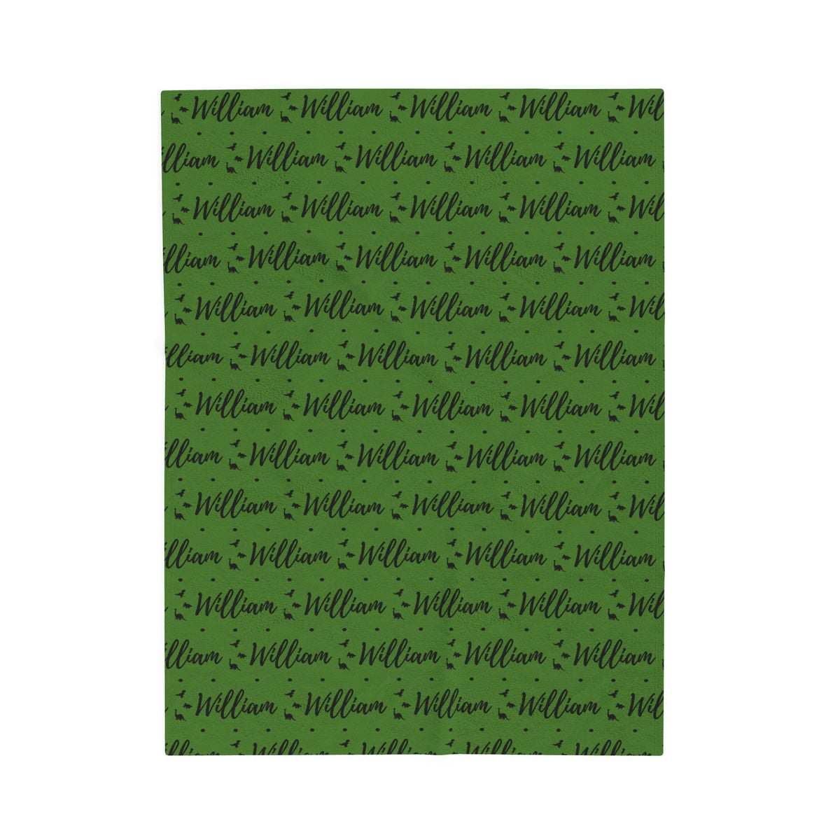 Green Dinosaur Personalized Name Velveteen Plush Blanket