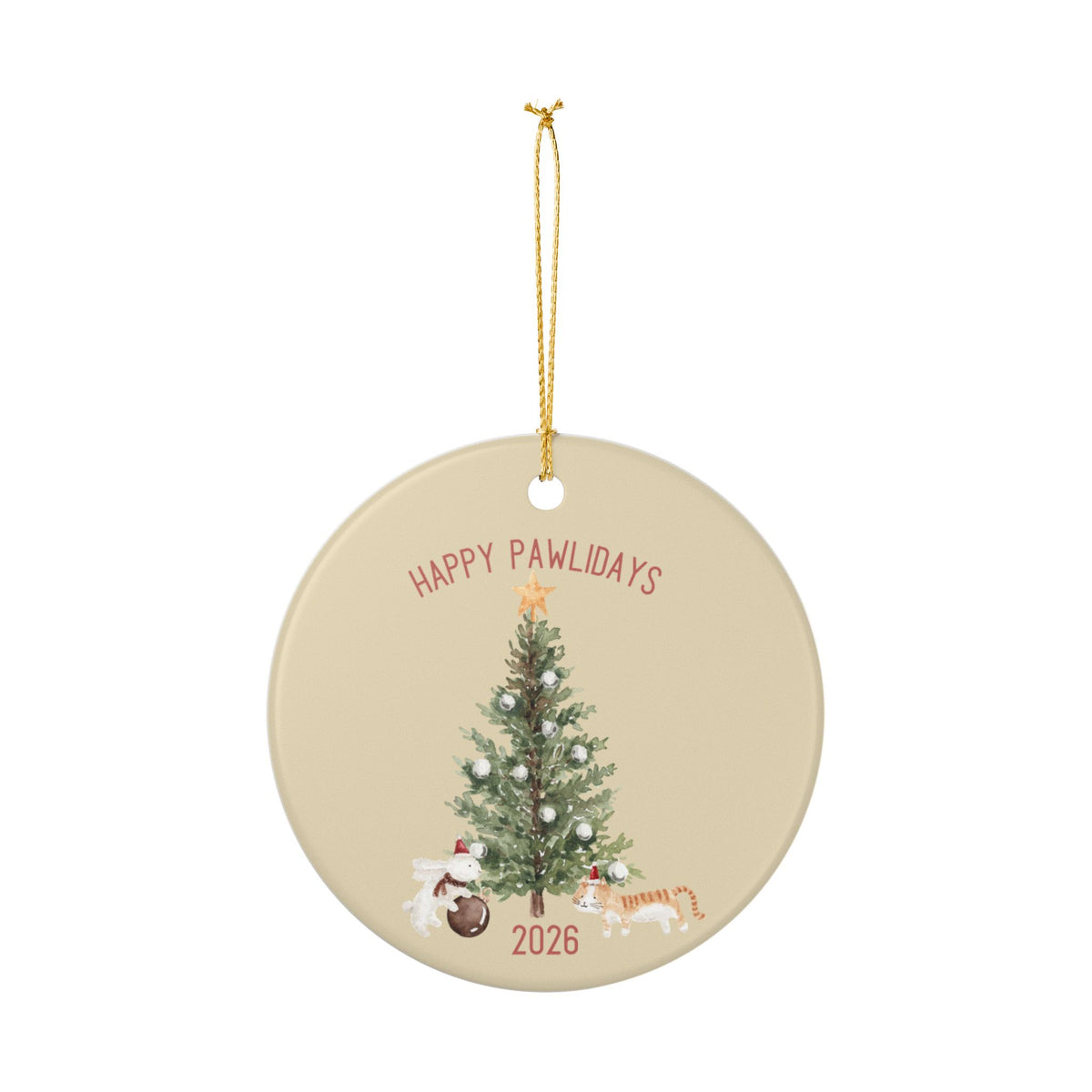 Happy Pawlidays Watercolor Rabbit & Cat
