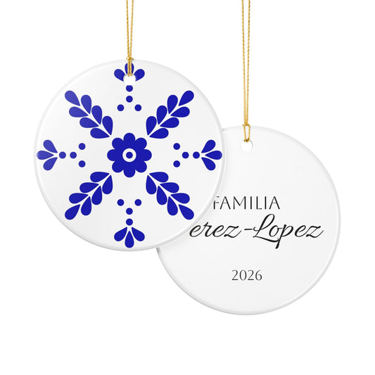 Personalized Mexican Talavera Style3 - Ceramic Double Sided Ornament
