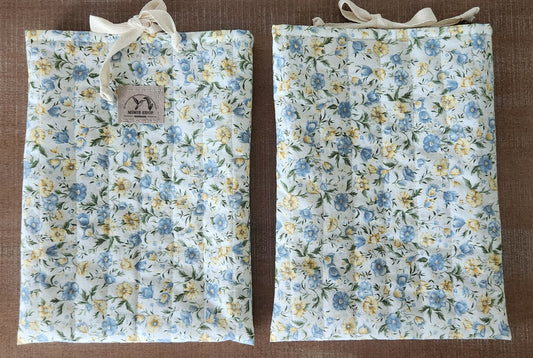 Floral Yellow & Blue Quilted Book/Bible Sleeve Bag