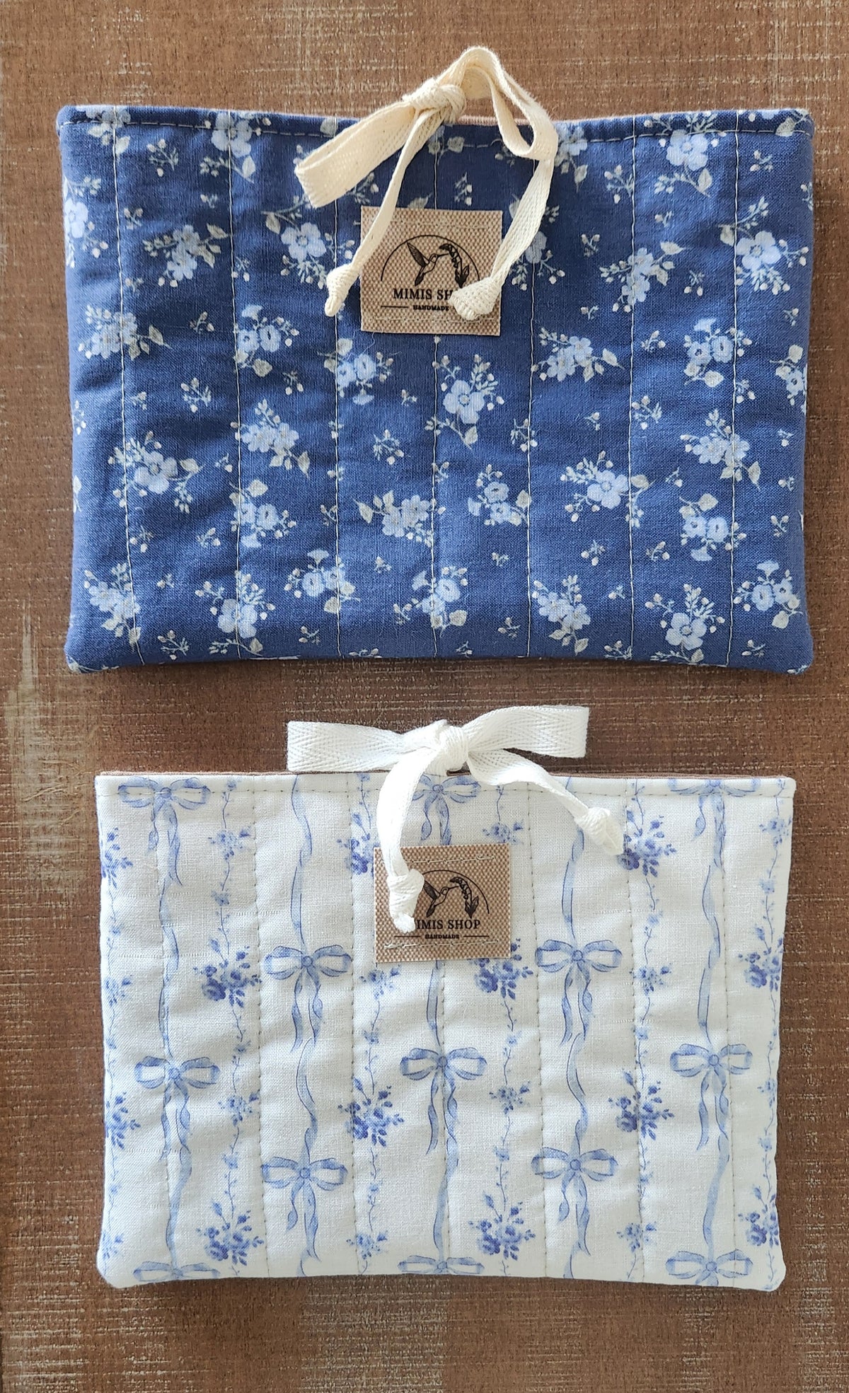 Floral Blue Quilted E-Reader Sleeve Bag