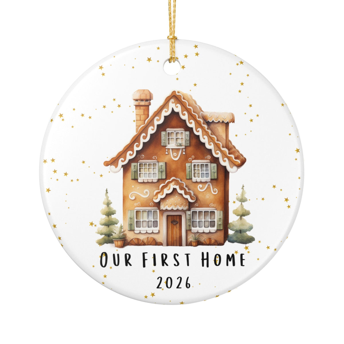 Our First Home Ornament, Watercolor Gingerbread House 2