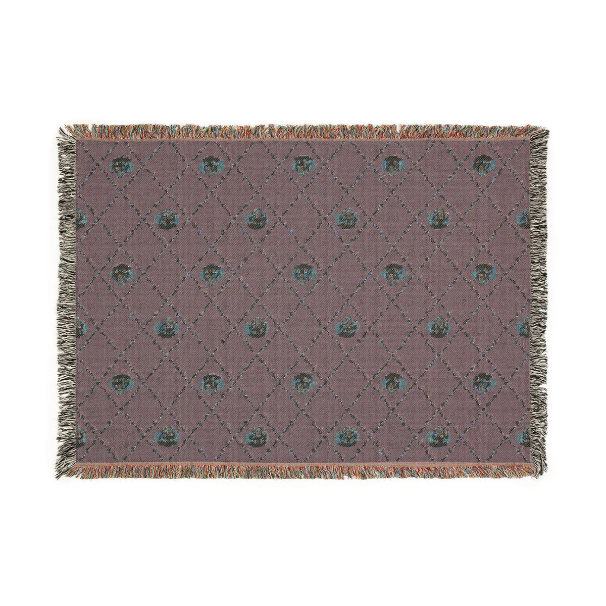 Golden Retriever Green Woven Blanket With Fringe Trim