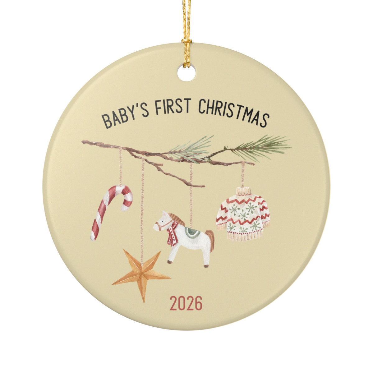 Baby's First Christmas Neutral Watercolor Mobile