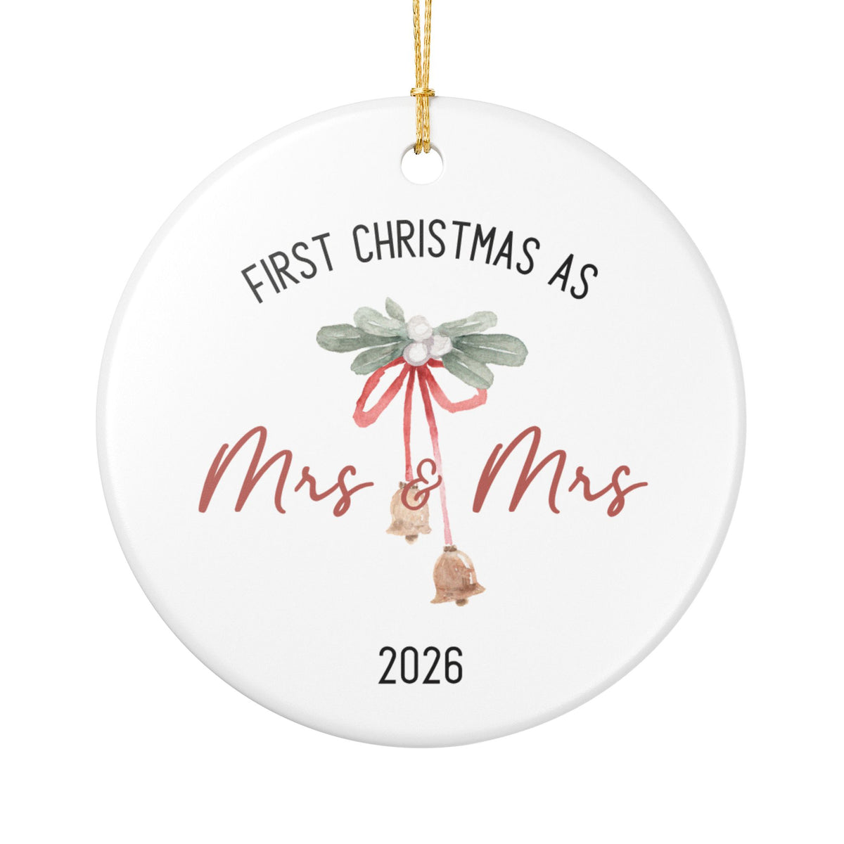 First Christmas As Mrs & Mrs Watercolor Bells