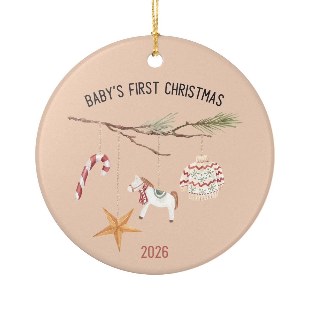 Baby's First Christmas Girl Watercolor Mobile