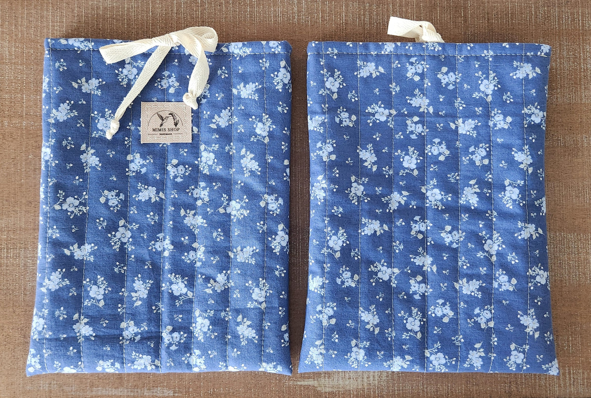 Floral Blue Quilted Book/Bible Sleeve Bag