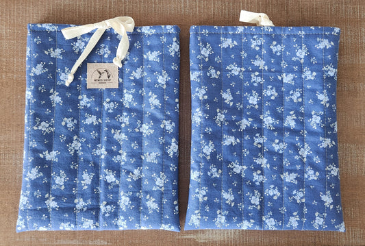 Floral Blue Quilted Book/Bible Sleeve Bag