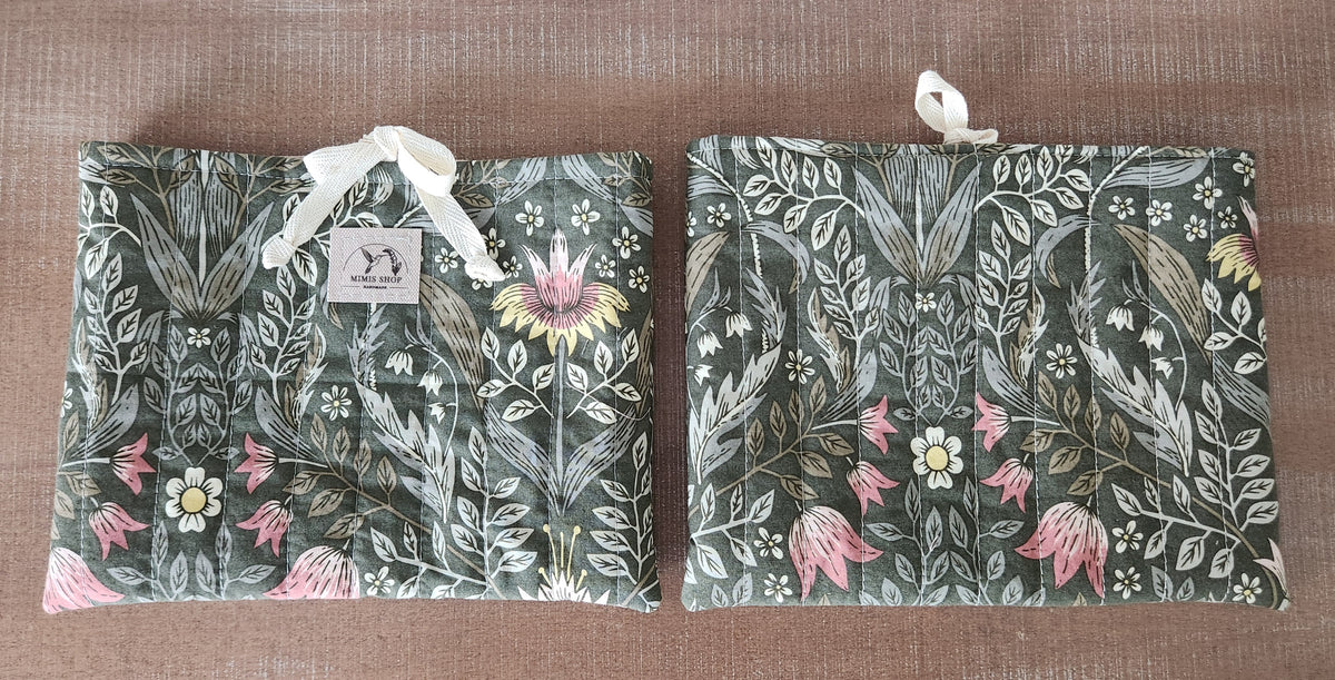 Floral Green Quilted Book/Bible Sleeve Bag